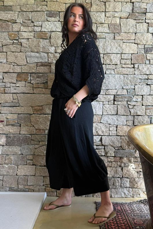  Indra Crochet Bolero Cardigan Black